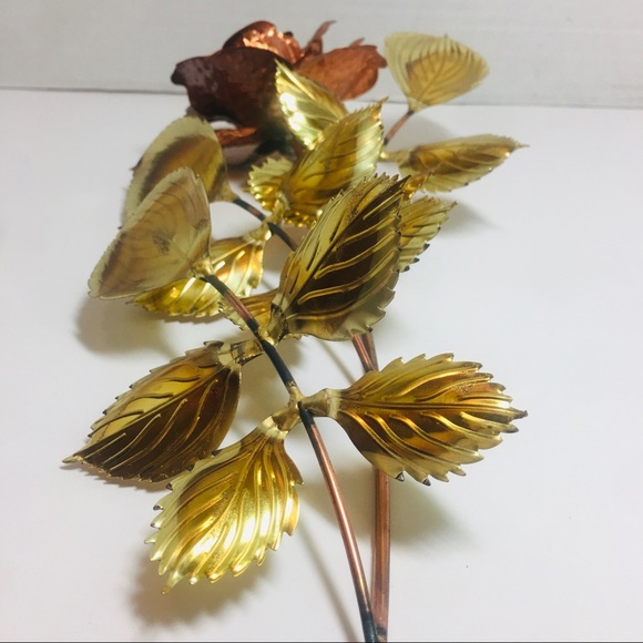 Vintage Brass & Copper Rose Wall Decor - Picture 5 of 7